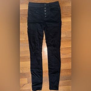 American Eagle Ne(x)t Level Stretch Black Ripped Skinny Jeggings